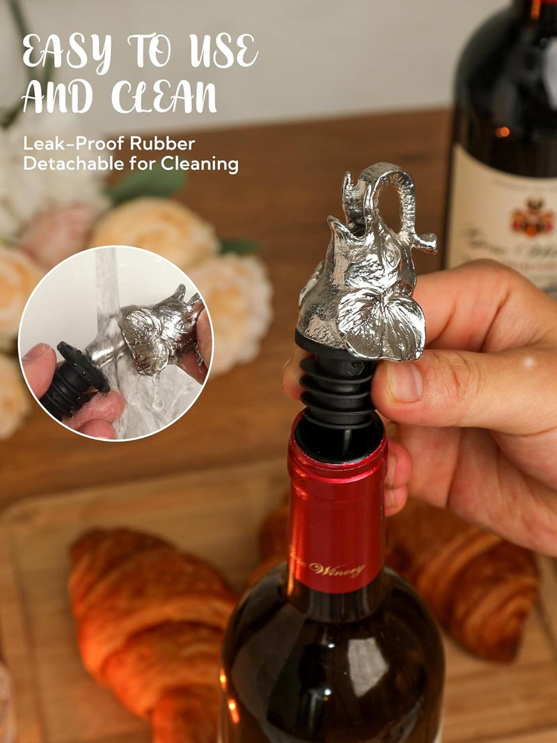 sodknow Elephant Wine Bottle Pourer – Animal Liquor Pour Spout, Drip-Free, Universal Fit Stopper with Leak-Proof Silicone, Zinc Alloy Head & Stainless Tube for Wine Whiskey Tequila, Bar & Gift for Wine Lovers - Image 5